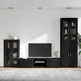 TV Cabinet Set with Drawer FLORIN 3 pcs Black Engineered Wood 3397975