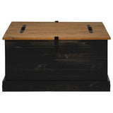 ZNTS Storage Chest HALDEN Black 91x91x47 cm Solid Wood Pine 4018408