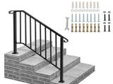 Matte Black Outdoor 3 Level Iron Handrail 23559208
