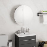 Bathroom Cabinet with Round Mirror&LED Grey 40x40x17.5 cm 345581