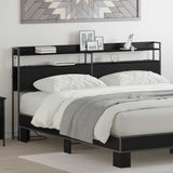 Headboard with Shelf Black oak 180 cm Engineered wood 859710