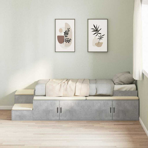 Storage Bed Frame with Drawer Concrete Grey 244 x 127 x 53.5 cm 3335560