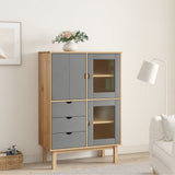 Highboard OTTA Brown and Grey 85x43x125 cm Solid Wood Pine 351307