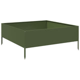 Garden Raised Bed Olive green 100x100x41 cm Steel 851034