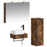 Bathroom Cabinet Set 4 pcs Smoked Oak Engineered Wood 3407387