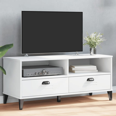 ZNTS TV Cabinet VIKEN White Solid Wood Pine 374929