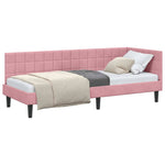 Corner Bed Frame with Headboard Pink 80 x 200 cm Velvet 42016411