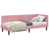 Corner Bed Frame with Headboard Pink 80 x 200 cm Velvet 42016411