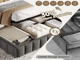 4ft6 Double Upholstered Storage Bed Frame, No Headboard Linen Bed Frame with Hydraulic Storage, N652P396290G