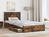 Bed Frame Smoked Oak and Silver 75 x 190 cm Engineered Wood 3410377