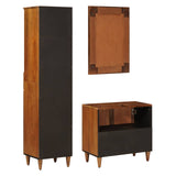 Bathroom Furniture Set with Shelf 3 pcs Walnut Solid Mango Wood 3310091