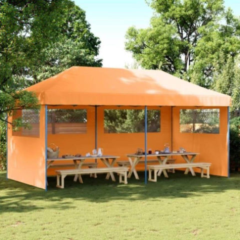 Foldable Party Tent Pop-Up with 3 Sidewalls Orange 4004945