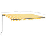 Freestanding Manual Retractable Awning 500x300 cm Yellow/White 3069778