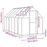 Greenhouse with Base Frame Silver 334x169x202 cm Aluminium 3266329