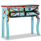 Console Table Solid Mango Wood Blue Hand Painted 244596