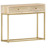 Console Table Gold 90x30x75 cm Solid Mango Wood 286505