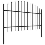 ZNTS Garden Fence with Spear Top Steel x11.9 m Black 277727