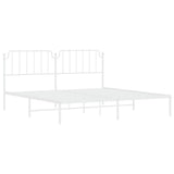 Metal Bed Frame without Mattress with Headboard White 200x200cm 373943