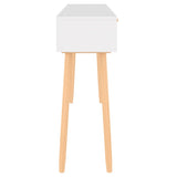 ZNTS Console Table White 105x30x75 cm Solid Wood Pine&Natural Rattan 345627