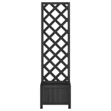 Planter with Trellis Black Solid Wood Fir 365478