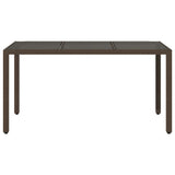 Garden Table with Glass Top Brown 150x90x75 cm Poly Rattan 365534