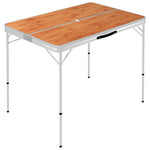 Folding Camping Table with 2 Benches Aluminium Brown 48182