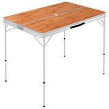 Folding Camping Table with 2 Benches Aluminium Brown 48182
