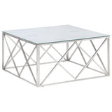 Coffee Table Silver Stainless Steel and Tempered Glass 349979