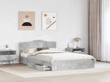 Storage Bed Concrete Grey 135 x 190 cm Engineered Wood 3413106