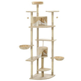 Cat Tree with Sisal Scratching Posts 203 cm Beige and White 170527