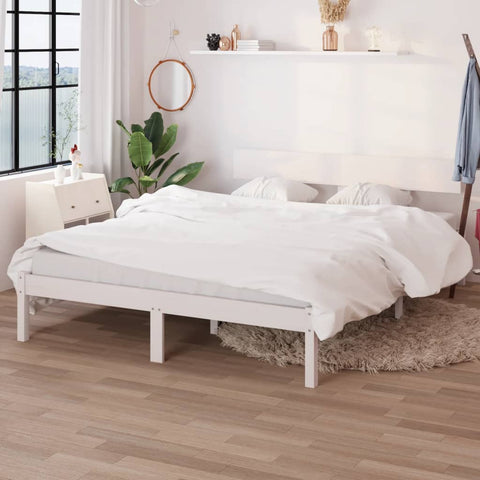 Bed Frame without Mattress White Solid Wood 160x200 cm 810158