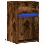 Bedside Cabinet with LED Lights Smoked Oak Engineered Wood 852006