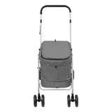 Folding Dog Stroller Grey 100x49x96 cm Linen Fabric 172203