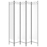 5-Panel Room Divider White 200x220 cm Fabric 350170
