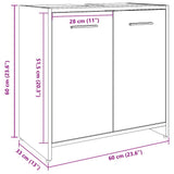 Bathroom Sink Cabinet Concrete Grey 60x33x60 cm Engineered Wood 856038