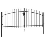 ZNTS Fence Gate Double Door with Spike Top Steel 3x1.25 m Black 146027