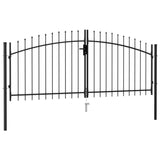 ZNTS Fence Gate Double Door with Spike Top Steel 3x1.25 m Black 146027