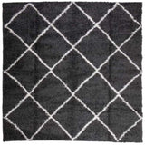 Shaggy Rug PAMPLONA High Pile Modern Black and Cream 240x240 cm 375416