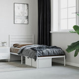 Metal Bed Frame without Mattress with Headboard White 75x190cm 352358