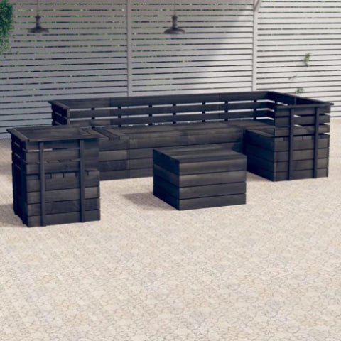 ZNTS 7 Piece Garden Pallet Lounge Set Solid Pinewood Dark Grey 3063750