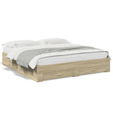 ZNTS Bed Frame with Drawers without Mattress Sonoma Oak 200x200 cm 3280358