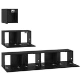 TV Cabinet Set Wall-mounted 3 pcs Black Oak Engineered Wood 3393139
