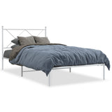 Metal Bed Frame without Mattress with Headboard White 107x203cm 376547