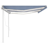 Manual Retractable Awning with LED 6x3.5 m Blue and White 3070081