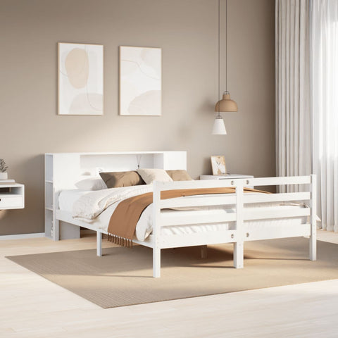ZNTS Bookcase Bed without Mattress White 160x200 cm Solid Wood Pine 3322208