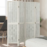 Room Divider 4 Panels White Solid Wood Paulownia 358673
