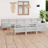 ZNTS 11 Piece Garden Lounge Set White Solid Wood Pine 3083370