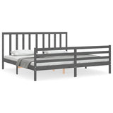 Bed Frame without Mattress Grey 200x200 cm Solid Wood Pine 3193813
