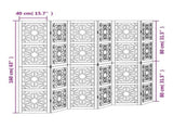 Room Divider 6 Panels Brown and Black Solid Wood Paulownia 358809