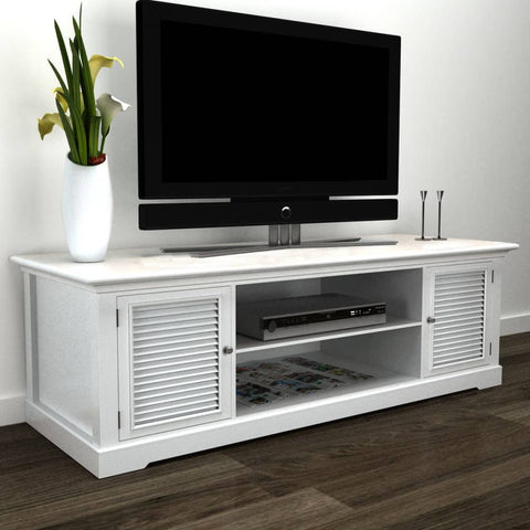 TV Stand White Wood 241373